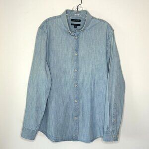 Banana Republic Slim Fit Light Blue Chambray Shirt Long Sleeve Size M